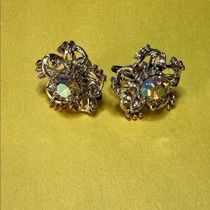 Elegant Silver Crystal Earrings Vintage